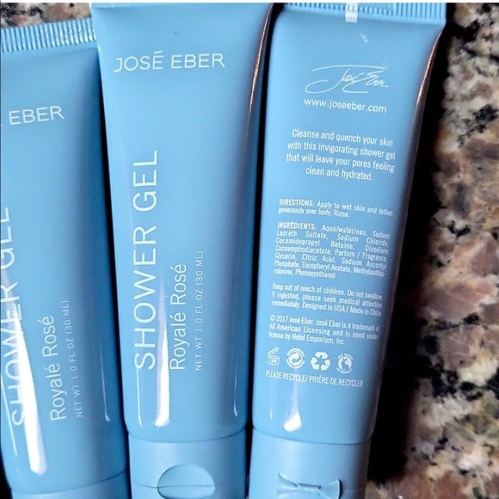 New Jose Eber lot of 3 travel size each 1.0 Oz shower gel royale rose spa